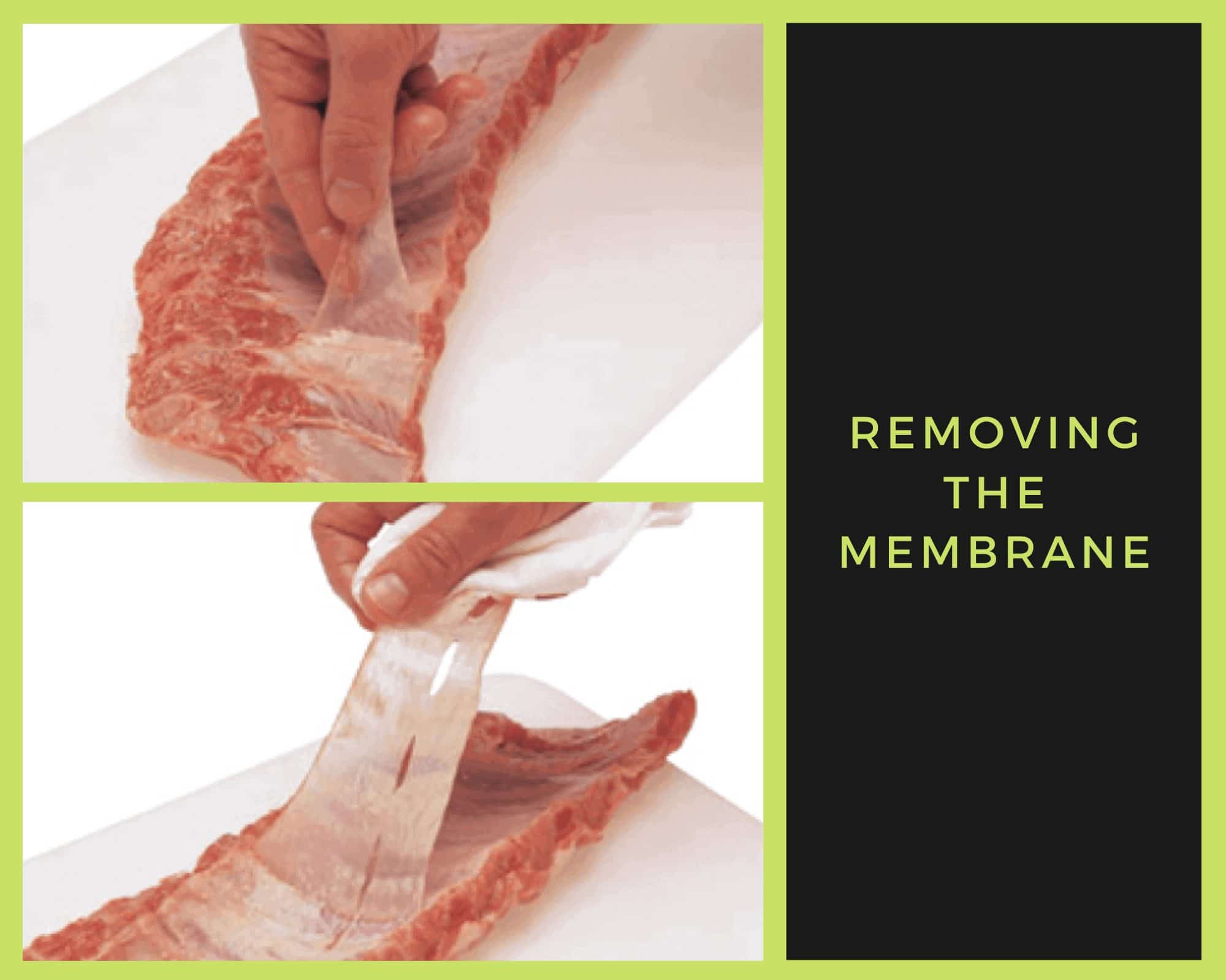 the technic of trimming and removing the membrane from the ribs