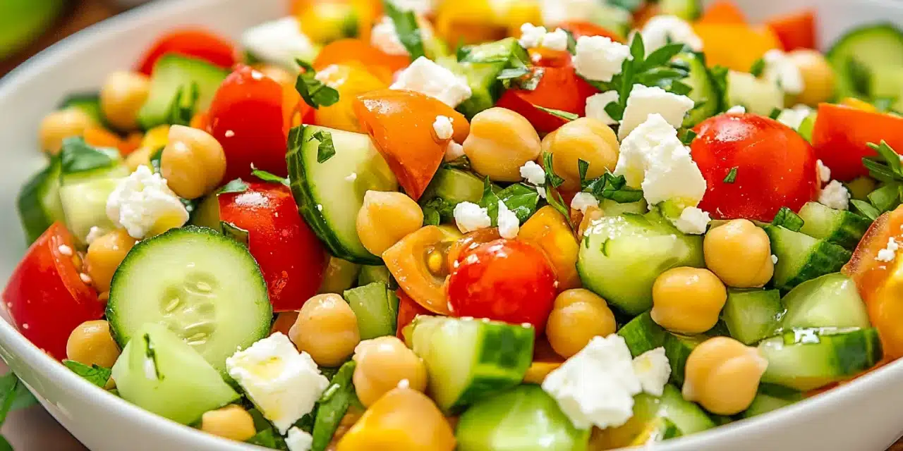 Chickpea and Cucumber Salad with Feta & Tomatoes: Mediterranean Magic in Minutes!