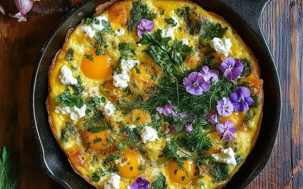Herb Garden Frittata with Edible Flowers: Brunch Magic Blooms!