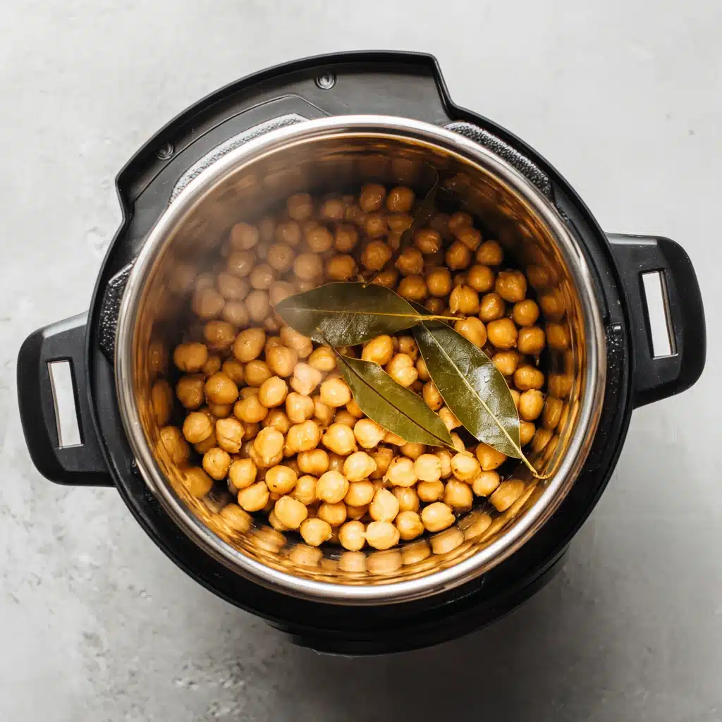 Cooked instant pot chickpeas soaked and tender