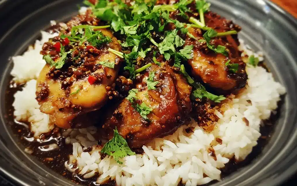 Caramelised Soy Chicken in Garlic Ginger Broth with Rice: A Quick and Flavorful Weeknight Meal