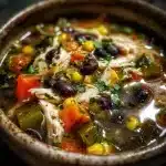 Chicken Soup with Poblanos and Black Beans