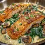 Creamy Garlic Butter Salmon with Spinach & Mushrooms