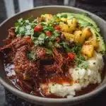 Crockpot Chipotle Pineapple Pot Roast Bowls