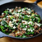 Ground Beef and Spinach Skillet with Feta