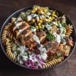 High Protein BBQ Chicken Pasta Salad