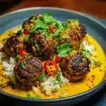 Jerk Meatballs In Coconut Curry Sauce