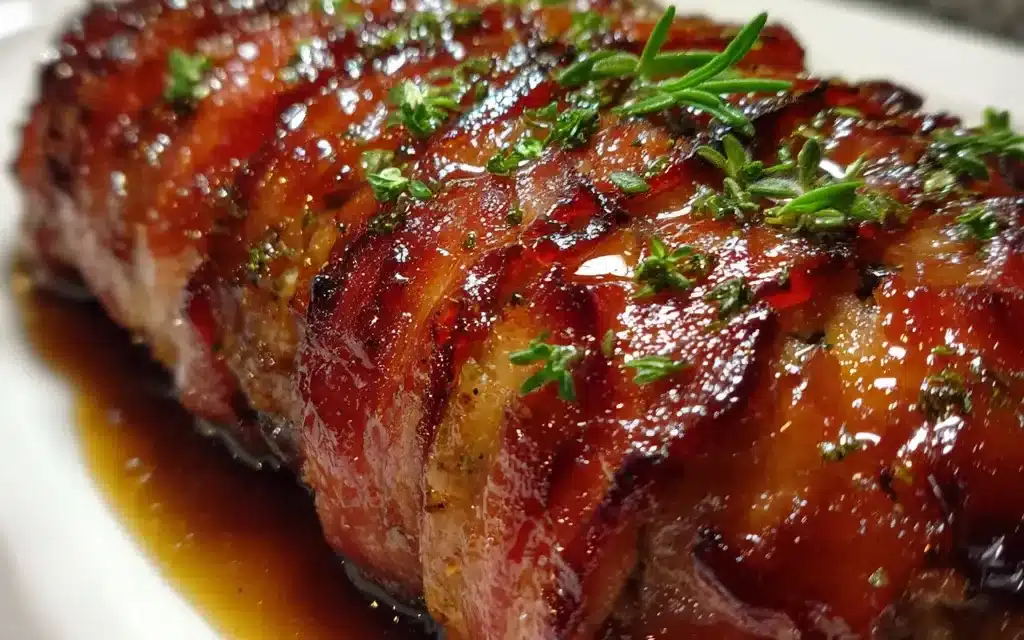 Maple Whiskey-Glazed Meatloaf Wrapped in Bacon – An Irresistible Comfort Classic