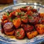 Sausage and Sweet Potatoes with Honey Garlic Sauce