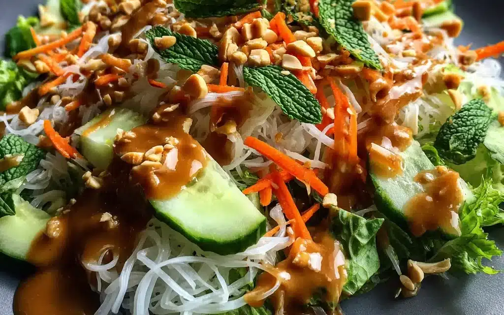 Spring Roll Salad with Peanut Dressing: A Quick and Flavorful Delight