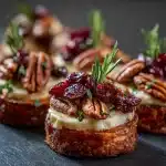 Sweet Potato Rounds with Brie, Cranberry & Pecans