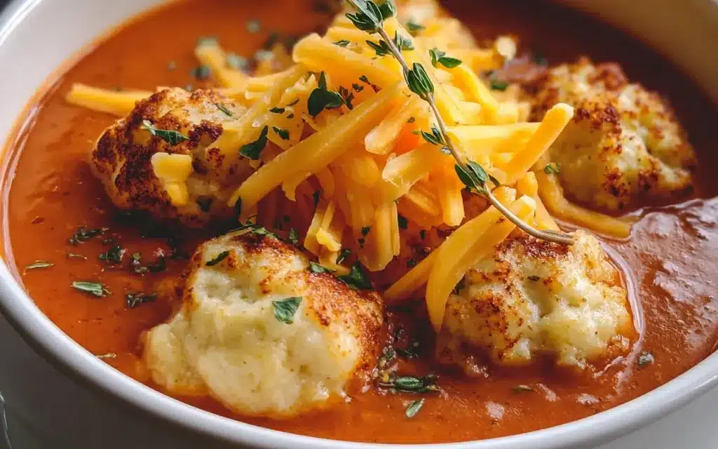 Tomato Soup with Cheddar Bay Dumplings – A Comforting Classic