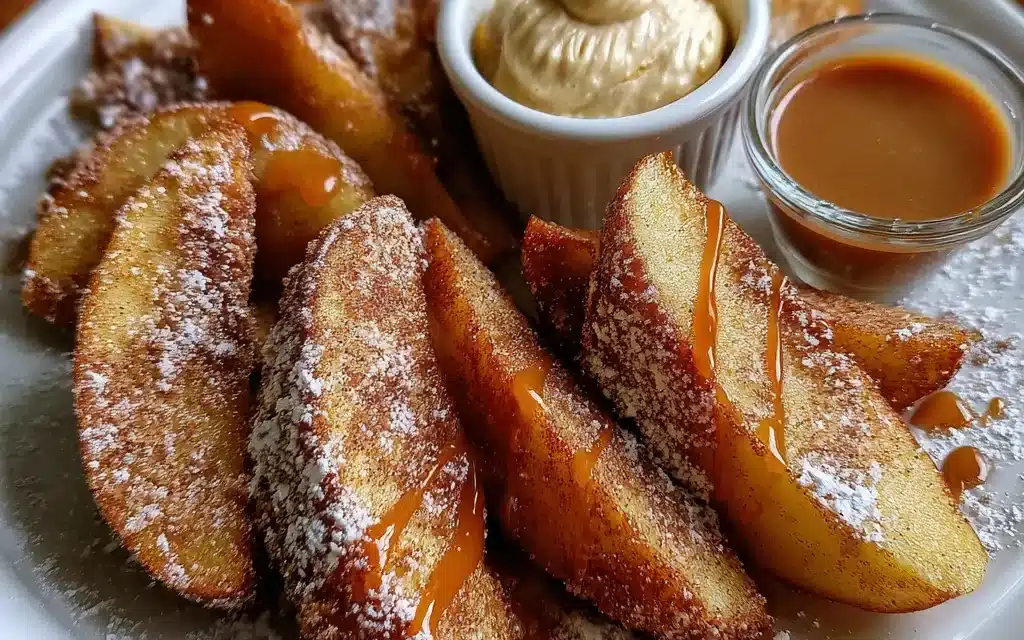 Air Fried Apple Wedges With Caramel Whipped Cream Dipping Sauce – A Tempting Treat