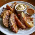 Air Fried Apple Wedges With Caramel Whipped Cream Dipping Sauce
