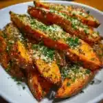 Garlic Parmesan Sweet Potato Wedges