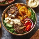 Burger Bowls with Caramelized Onion Aioli