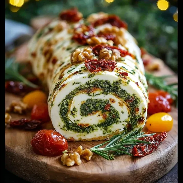 Cheese Log with Pesto and Sun Dried Tomatoes: A Delightful Appetizer