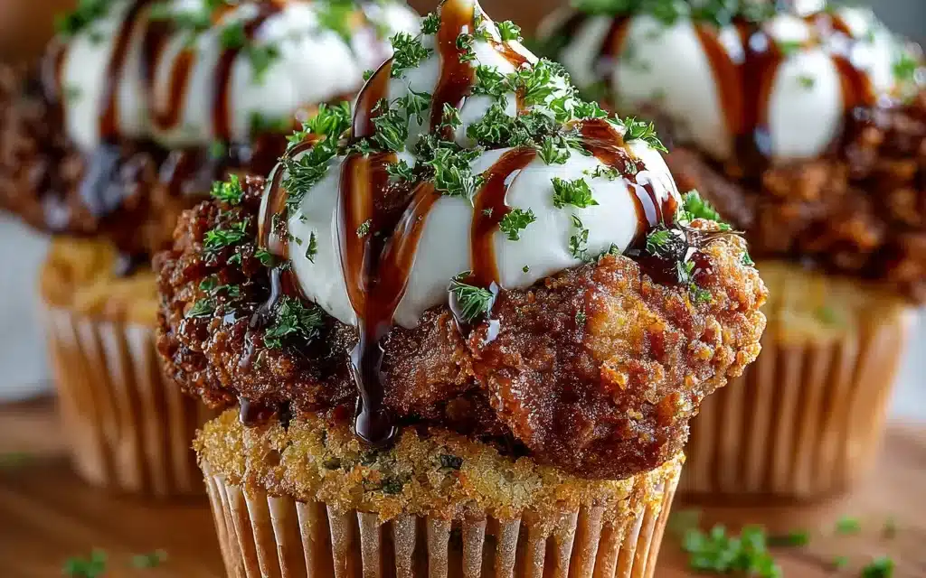 Fried Chicken, Cornbread and Mashed Potato & Gravy Cupcakes – A Delightful Twist on Comfort Classics