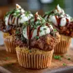 Fried Chicken, Cornbread and Mashed Potato & Gravy Cupcakes