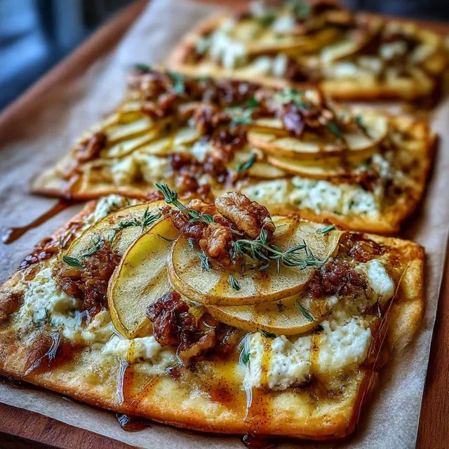 Goat Cheese & Roasted Apple Flatbread with Sweet Cinnamon Drizzle