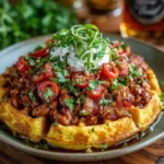 Maple Bacon Bourbon Chili On Cornbread Waffle