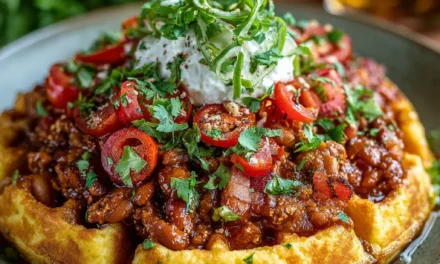 Maple Bacon Bourbon Chili On Cornbread Waffle