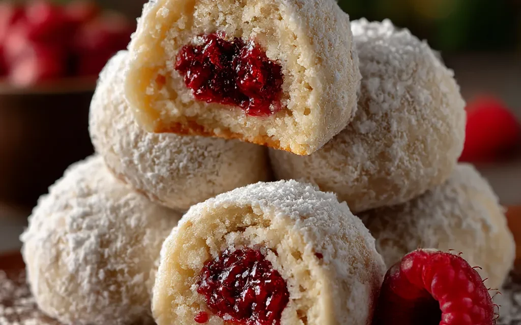 Raspberry-Filled Almond Snowball Cookies: A Traditional Holiday Treat