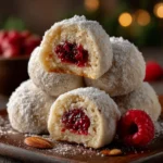 Raspberry-Filled Almond Snowball Cookies