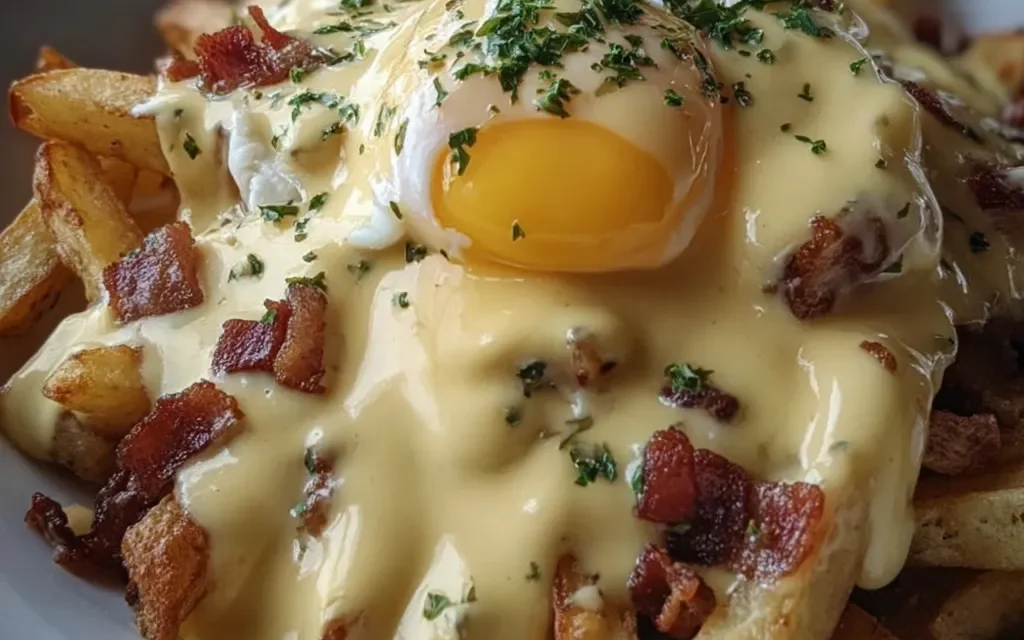 Breakfast Poutine with Creamy Hollandaise Sauce – A Delightful Morning Delight