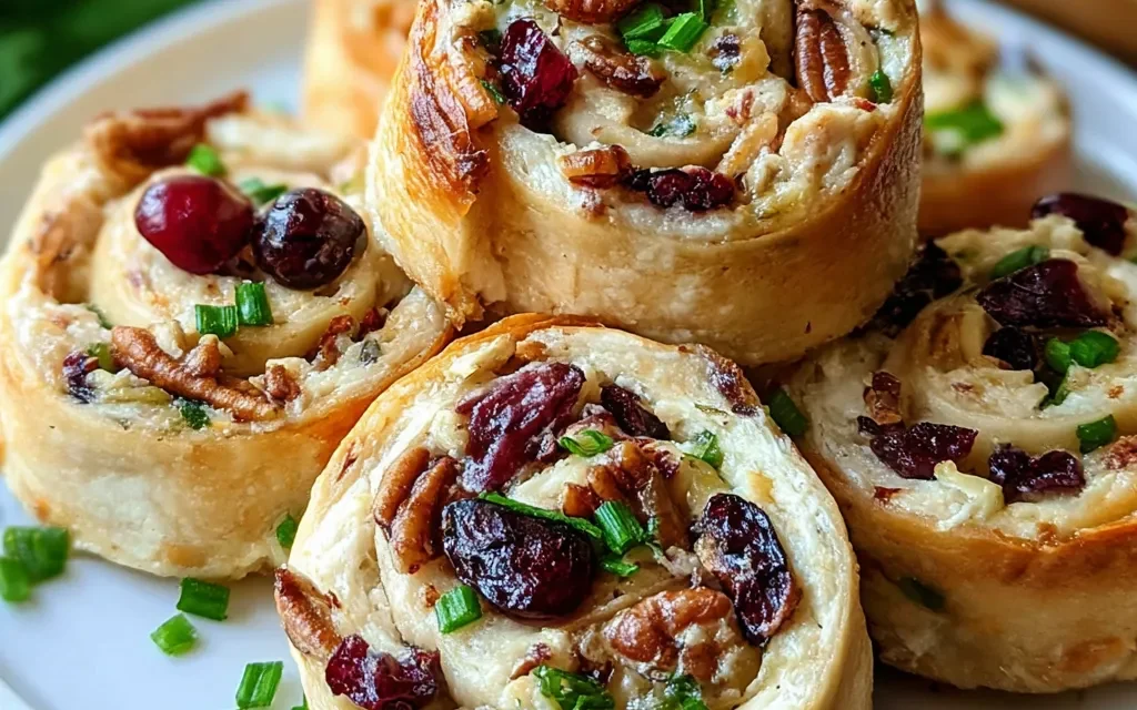 Creamy Chicken Cranberry Pecan Pinwheels – Restaurant-Quality Appetizer