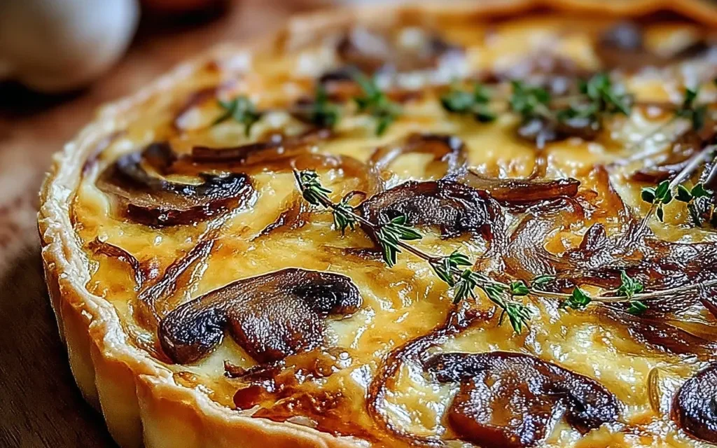 Delightful French Onion and Mushroom Tart with Gruyere Cheese