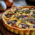 French Onion and Mushroom Tart with Gruyere Cheese