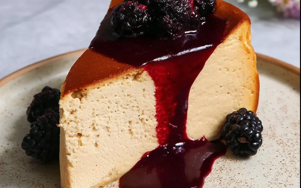 London Fog Basque Cheesecake with Blackberry Sauce: An Indulgent Delight