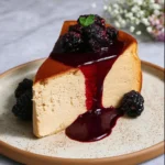 London Fog Basque Cheesecake with Blackberry Sauce