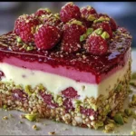 Pistachio Raspberry Crunch Cheesecake