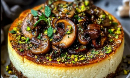 Pistachio and Mushroom Cheesecake with Feta & Parmesan Crust – A Delightful Delight