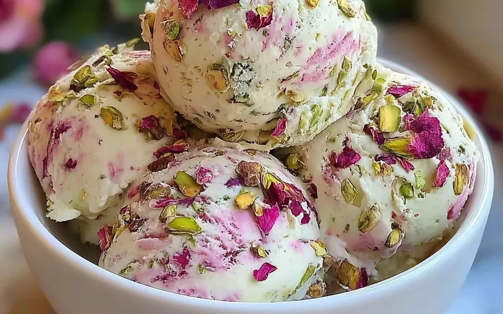 Rose Pistachio Cheesecake Ice Cream – A Homemade Frozen Delight