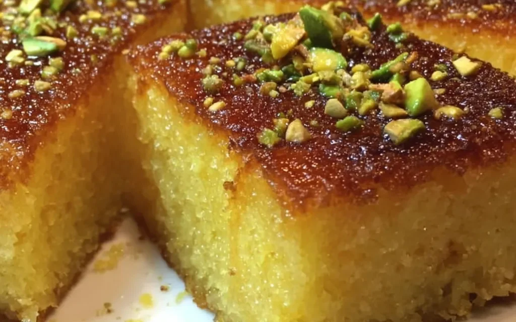Saffron Pistachio Basbousa: A Divinely Delicious Dessert