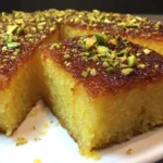 Saffron Pistachio Basbousa