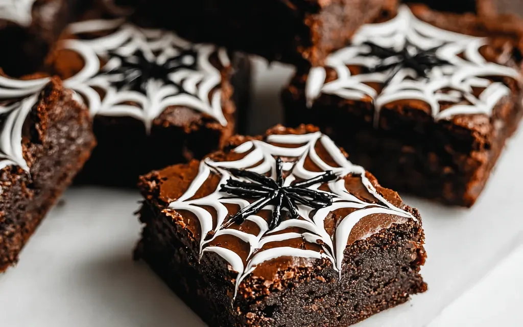 Easy White Chocolate Spiderweb Brownies for Festive Celebrations