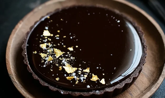 Decadent Dark Chocolate Tart with Edible Gold Leaf