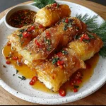Fried Feta Rolls with Chili Honey