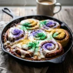 King Cake Cinnamon Rolls (Canned Dough Hack)