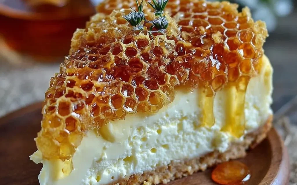 Lemon Lavender Cheesecake Topped with Honeycomb – A Delightful Dessert