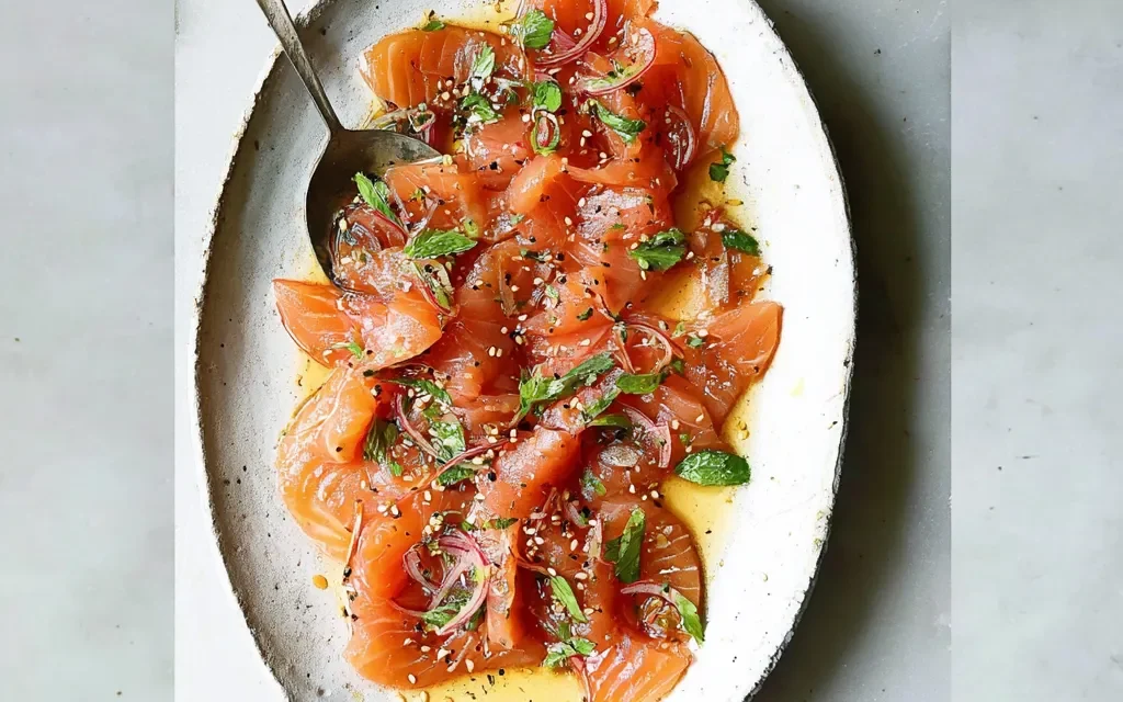 Salmon Crudo with Soy Sesame Dressing: A Delightful Appetizer