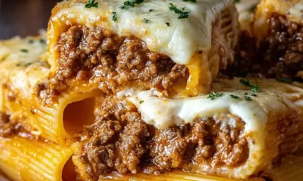 Baked Rigatoni Stuffed with Beef Ragu & Mozzarella – A Comforting Pasta Masterpiece