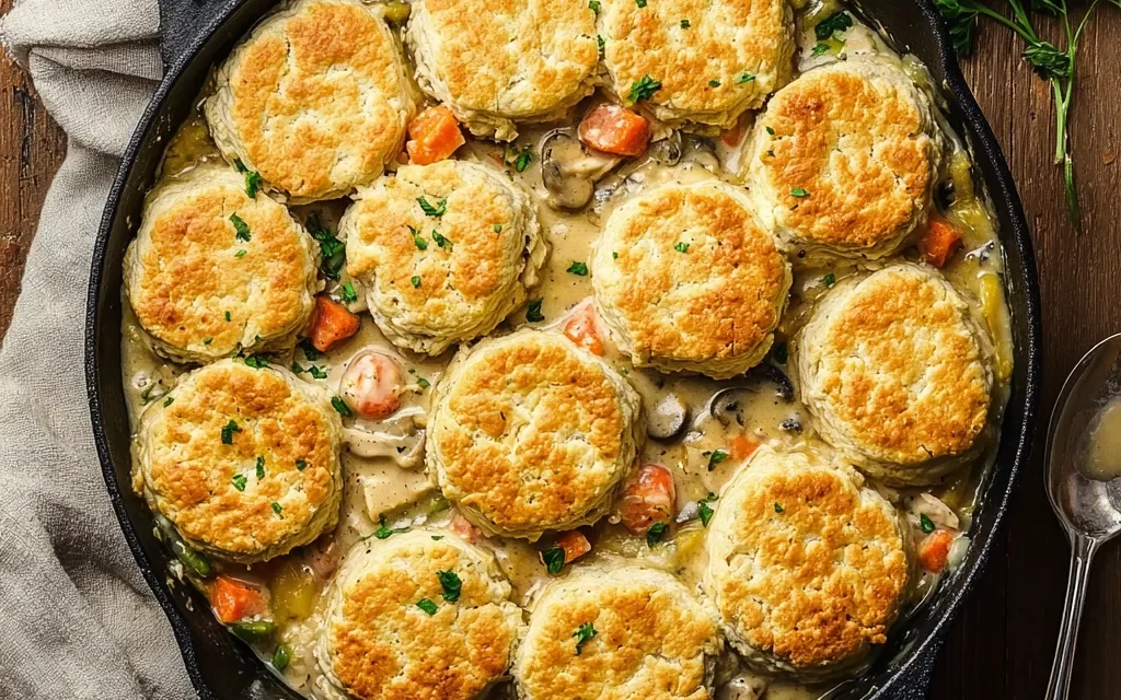 Chicken Pot Pie with Biscuit Topping: A Comforting Family Favorite