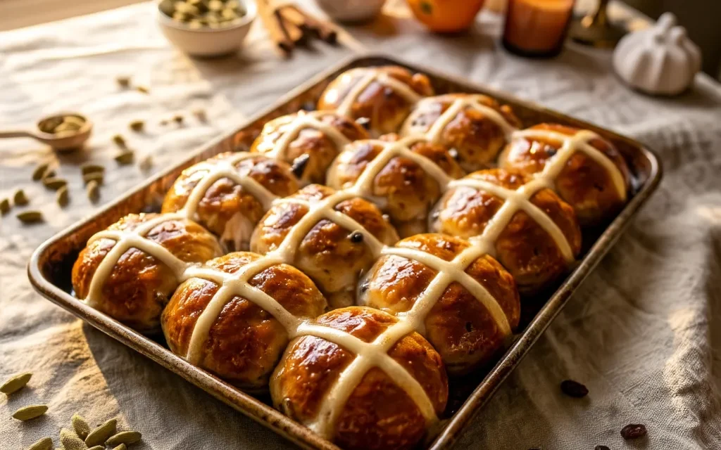 Hot Cross Buns with Cardamom