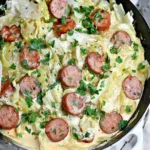 Keto TikTok Cajun Sausage Cabbage Alfredo