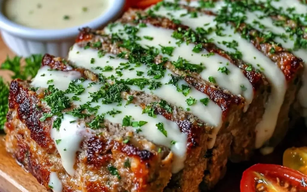 Mediterranean Meatloaf with Garlic Herb Sauce: A Homemade Delight